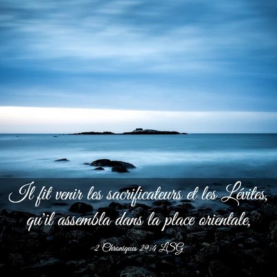 Picture 03 - 2 Chroniques 29:4 LSG - Il fit venir les sacrificateurs et les Lévites, - Bible Verse Picture