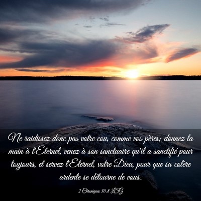 Picture 03 - 2 Chroniques 30:8 LSG - Ne raidissez donc pas votre cou, comme vos - Bible Verse Picture