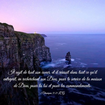 Picture 03 - 2 Chroniques 31:21 LSG - Il agit de tout son coeur, et il réussit dans - Bible Verse Picture
