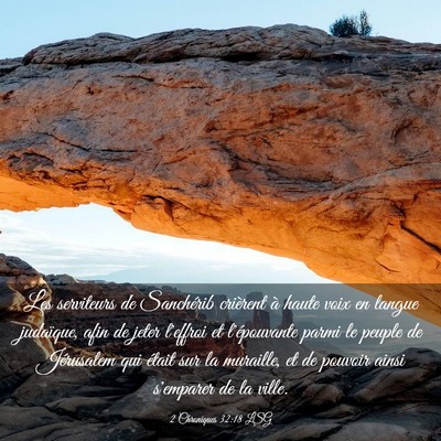Picture 03 - 2 Chroniques 32:18 LSG - Les serviteurs de Sanchérib crièrent à haute - Bible Verse Picture