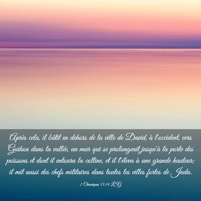Picture 03 - 2 Chroniques 33:14 LSG - Après cela, il bâtit en dehors de la ville de - Bible Verse Picture