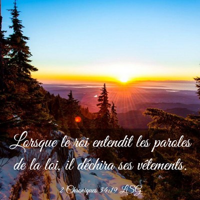 Picture 03 - 2 Chroniques 34:19 LSG - Lorsque le roi entendit les paroles de la loi, il - Bible Verse Picture