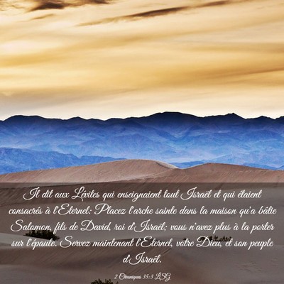 Picture 03 - 2 Chroniques 35:3 LSG - Il dit aux Lévites qui enseignaient tout Israël - Bible Verse Picture