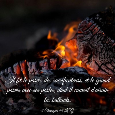 Picture 03 - 2 Chroniques 4:9 LSG - Il fit le parvis des sacrificateurs, et le grand - Bible Verse Picture