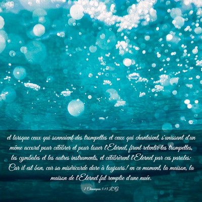 Picture 03 - 2 Chroniques 5:13 LSG - et lorsque ceux qui sonnaient des trompettes et - Bible Verse Picture