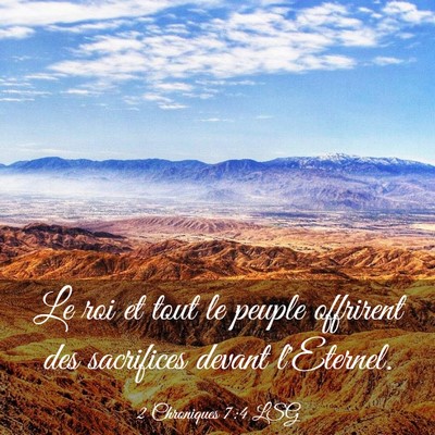 Picture 03 - 2 Chroniques 7:4 LSG - Le roi et tout le peuple offrirent des sacrifices - Bible Verse Picture