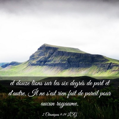 Picture 03 - 2 Chroniques 9:19 LSG - et douze lions sur les six degrés de part et - Bible Verse Picture