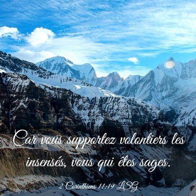 Picture 03 - 2 Corinthiens 11:19 LSG - Car vous supportez volontiers les insensés, vous - Bible Verse Picture