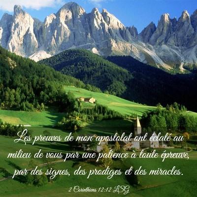 Picture 03 - 2 Corinthiens 12:12 LSG - Les preuves de mon apostolat ont éclaté au - Bible Verse Picture