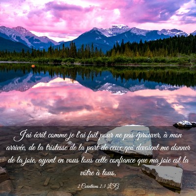Picture 03 - 2 Corinthiens 2:3 LSG - J'ai écrit comme je l'ai fait pour ne pas - Bible Verse Picture