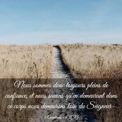 Picture 03 - 2 Corinthiens 5:6 LSG - Nous sommes donc toujours pleins de confiance, et - Bible Verse Picture