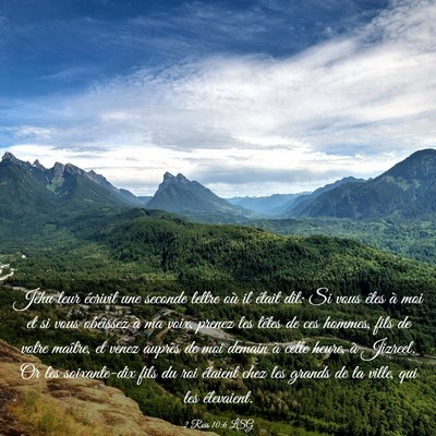 Picture 03 - 2 Rois 10:6 LSG - Jéhu leur écrivit une seconde lettre où il - Bible Verse Picture