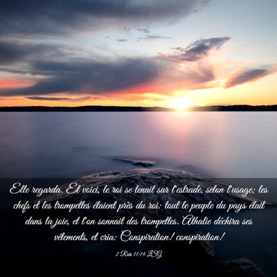 Picture 03 - 2 Rois 11:14 LSG - Elle regarda. Et voici, le roi se tenait sur - Bible Verse Picture