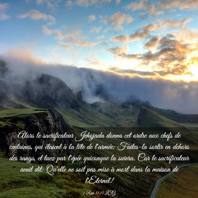 Picture 03 - 2 Rois 11:15 LSG - Alors le sacrificateur Jehojada donna cet ordre - Bible Verse Picture