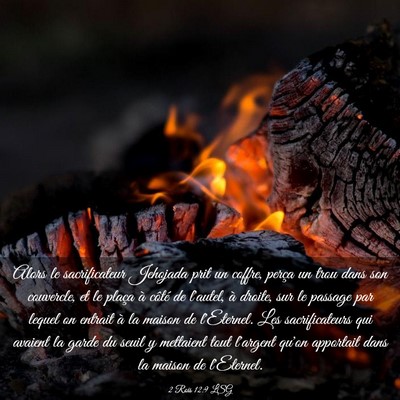 Picture 03 - 2 Rois 12:9 LSG - Alors le sacrificateur Jehojada prit un coffre, - Bible Verse Picture