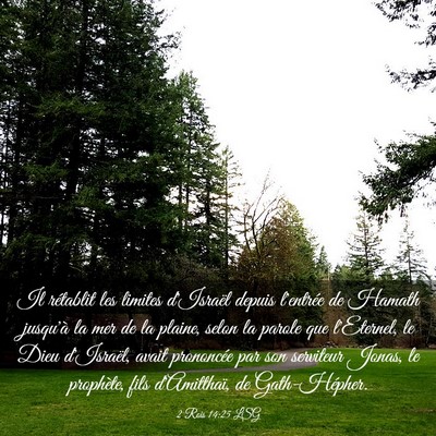 Picture 03 - 2 Rois 14:25 LSG - Il rétablit les limites d'Israël depuis - Bible Verse Picture
