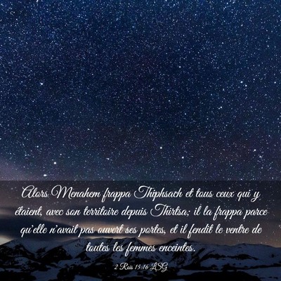 Picture 03 - 2 Rois 15:16 LSG - Alors Menahem frappa Thiphsach et tous ceux qui y - Bible Verse Picture