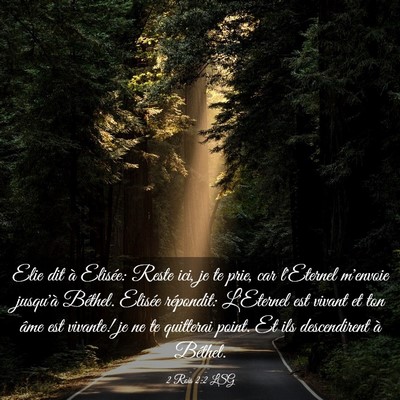 Picture 03 - 2 Rois 2:2 LSG - Elie dit à Elisée: Reste ici, je te prie, car - Bible Verse Picture