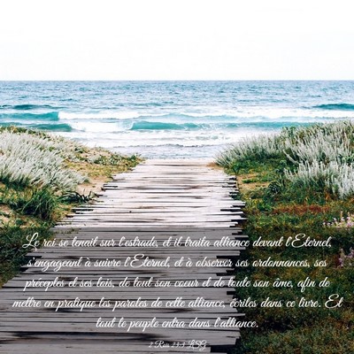 Picture 03 - 2 Rois 23:3 LSG - Le roi se tenait sur l'estrade, et il traita - Bible Verse Picture