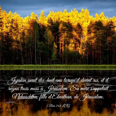 Picture 03 - 2 Rois 24:8 LSG - Jojakin avait dix-huit ans lorsqu'il devint roi, - Bible Verse Picture