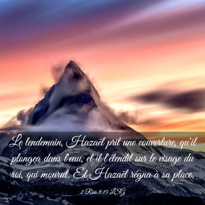 Picture 03 - 2 Rois 8:15 LSG - Le lendemain, Hazaël prit une couverture, qu'il - Bible Verse Picture