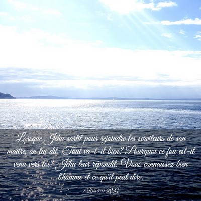 Picture 03 - 2 Rois 9:11 LSG - Lorsque Jéhu sortit pour rejoindre les - Bible Verse Picture