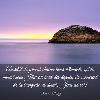 Picture 03 - 2 Rois 9:13 LSG - Aussitôt ils prirent chacun leurs vêtements, - Bible Verse Picture