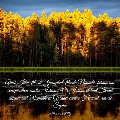 Picture 03 - 2 Rois 9:14 LSG - Ainsi Jéhu, fils de Josaphat, fils de Nimschi, - Bible Verse Picture