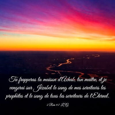 Picture 03 - 2 Rois 9:7 LSG - Tu frapperas la maison d'Achab, ton maître, et - Bible Verse Picture