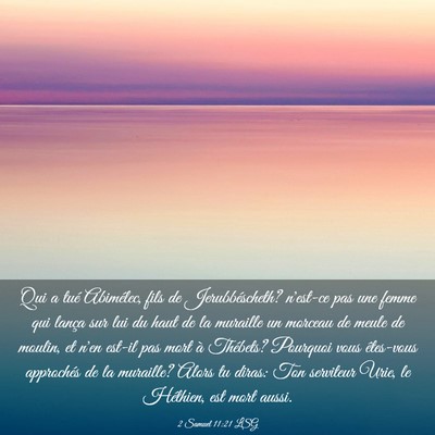 Picture 03 - 2 Samuel 11:21 LSG - Qui a tué Abimélec, fils de Jerubbéscheth? - Bible Verse Picture