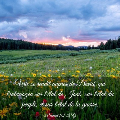 Picture 03 - 2 Samuel 11:7 LSG - Urie se rendit auprès de David, qui l'interrogea - Bible Verse Picture