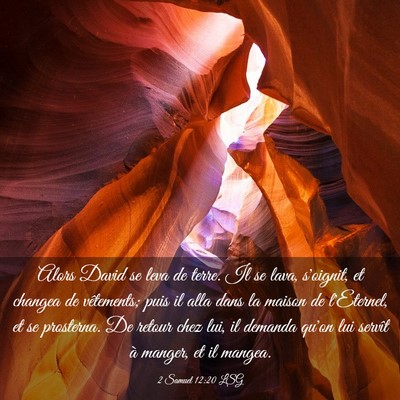 Picture 03 - 2 Samuel 12:20 LSG - Alors David se leva de terre. Il se lava, - Bible Verse Picture