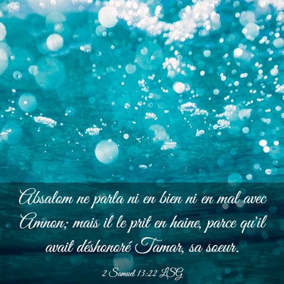 Picture 03 - 2 Samuel 13:22 LSG - Absalom ne parla ni en bien ni en mal avec Amnon; - Bible Verse Picture