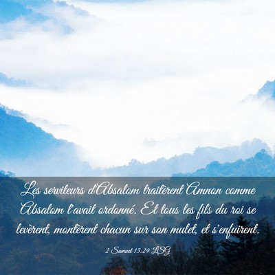 Picture 03 - 2 Samuel 13:29 LSG - Les serviteurs d'Absalom traitèrent Amnon comme - Bible Verse Picture