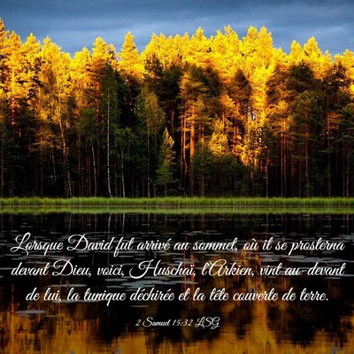 Picture 03 - 2 Samuel 15:32 LSG - Lorsque David fut arrivé au sommet, où il se - Bible Verse Picture