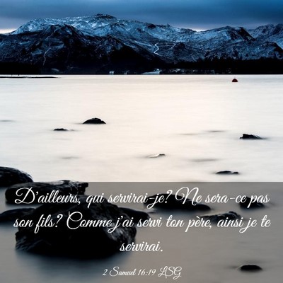 Picture 03 - 2 Samuel 16:19 LSG - D'ailleurs, qui servirai-je? Ne sera-ce pas son - Bible Verse Picture