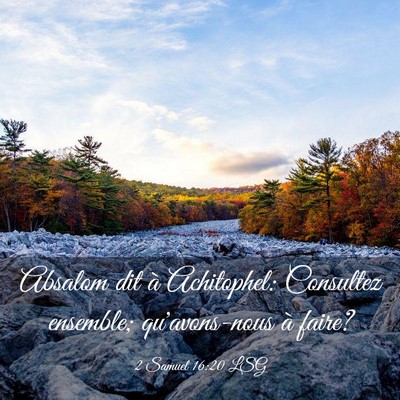 Picture 03 - 2 Samuel 16:20 LSG - Absalom dit à Achitophel: Consultez ensemble; - Bible Verse Picture