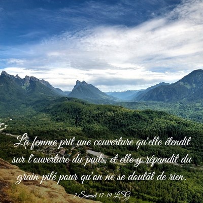 Picture 03 - 2 Samuel 17:19 LSG - La femme prit une couverture qu'elle étendit sur - Bible Verse Picture