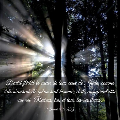 Picture 03 - 2 Samuel 19:14 LSG - David fléchit le coeur de tous ceux de Juda, - Bible Verse Picture