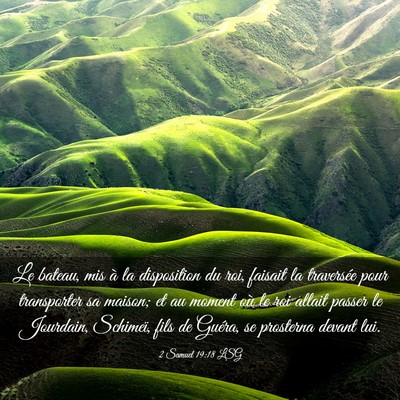 Picture 03 - 2 Samuel 19:18 LSG - Le bateau, mis à la disposition du roi, faisait - Bible Verse Picture