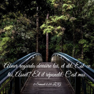 Picture 03 - 2 Samuel 2:20 LSG - Abner regarda derrière lui, et dit: Est-ce toi, - Bible Verse Picture