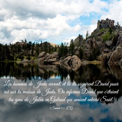 Picture 03 - 2 Samuel 2:4 LSG - Les hommes de Juda vinrent, et là ils oignirent - Bible Verse Picture