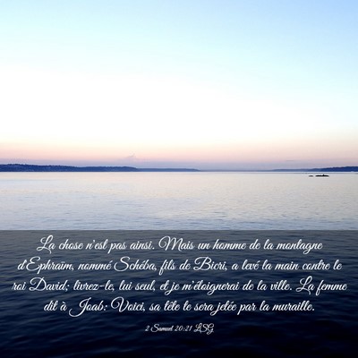Picture 03 - 2 Samuel 20:21 LSG - La chose n'est pas ainsi. Mais un homme de la - Bible Verse Picture