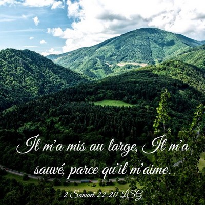 Picture 03 - 2 Samuel 22:20 LSG - Il m'a mis au large, Il m'a sauvé, parce qu'il - Bible Verse Picture