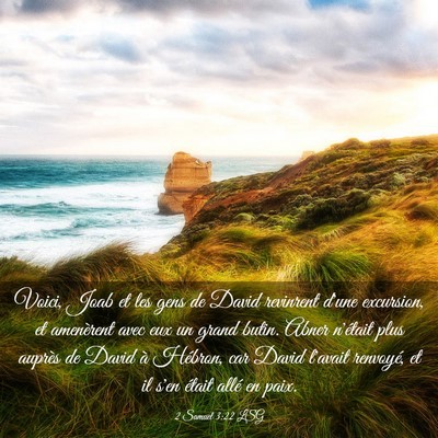 Picture 03 - 2 Samuel 3:22 LSG - Voici, Joab et les gens de David revinrent d'une - Bible Verse Picture