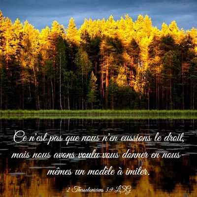 Picture 03 - 2 Thessaloniciens 3:9 LSG - Ce n'est pas que nous n'en eussions le droit, - Bible Verse Picture