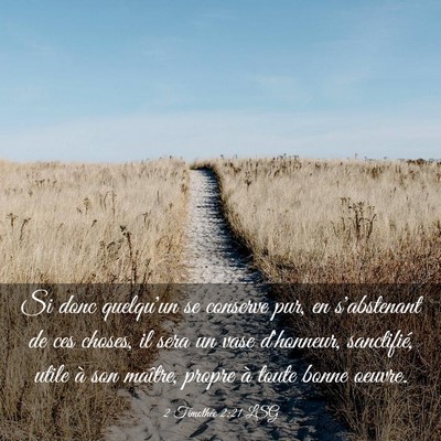 Picture 03 - 2 Timothée 2:21 LSG - Si donc quelqu'un se conserve pur, en s'abstenant - Bible Verse Picture