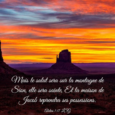Picture 03 - Abdias 1:17 LSG - Mais le salut sera sur la montagne de Sion, elle - Bible Verse Picture