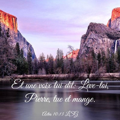 Picture 03 - Actes 10:13 LSG - Et une voix lui dit: Lève-toi, Pierre, tue et - Bible Verse Picture