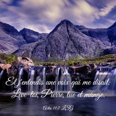 Picture 03 - Actes 11:7 LSG - Et j'entendis une voix qui me disait: Lève-toi, - Bible Verse Picture